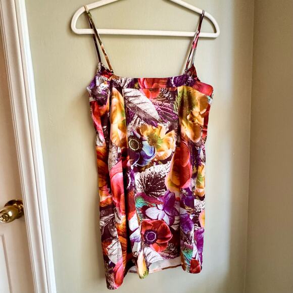 Urban Outfitters UO Lumi Floral Print Mini Dress Graphic Slip Dress Sz L Y2K - Picture 8 of 8